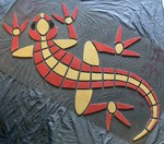 Mosaikkunst aus Fliesenstücken auf Netz,zur Verlegung an Wand oder Boden.130cm,VERKAUFT, auf KUNDENWUNSCH auch in anderer Grösse und Farbe herstellbar